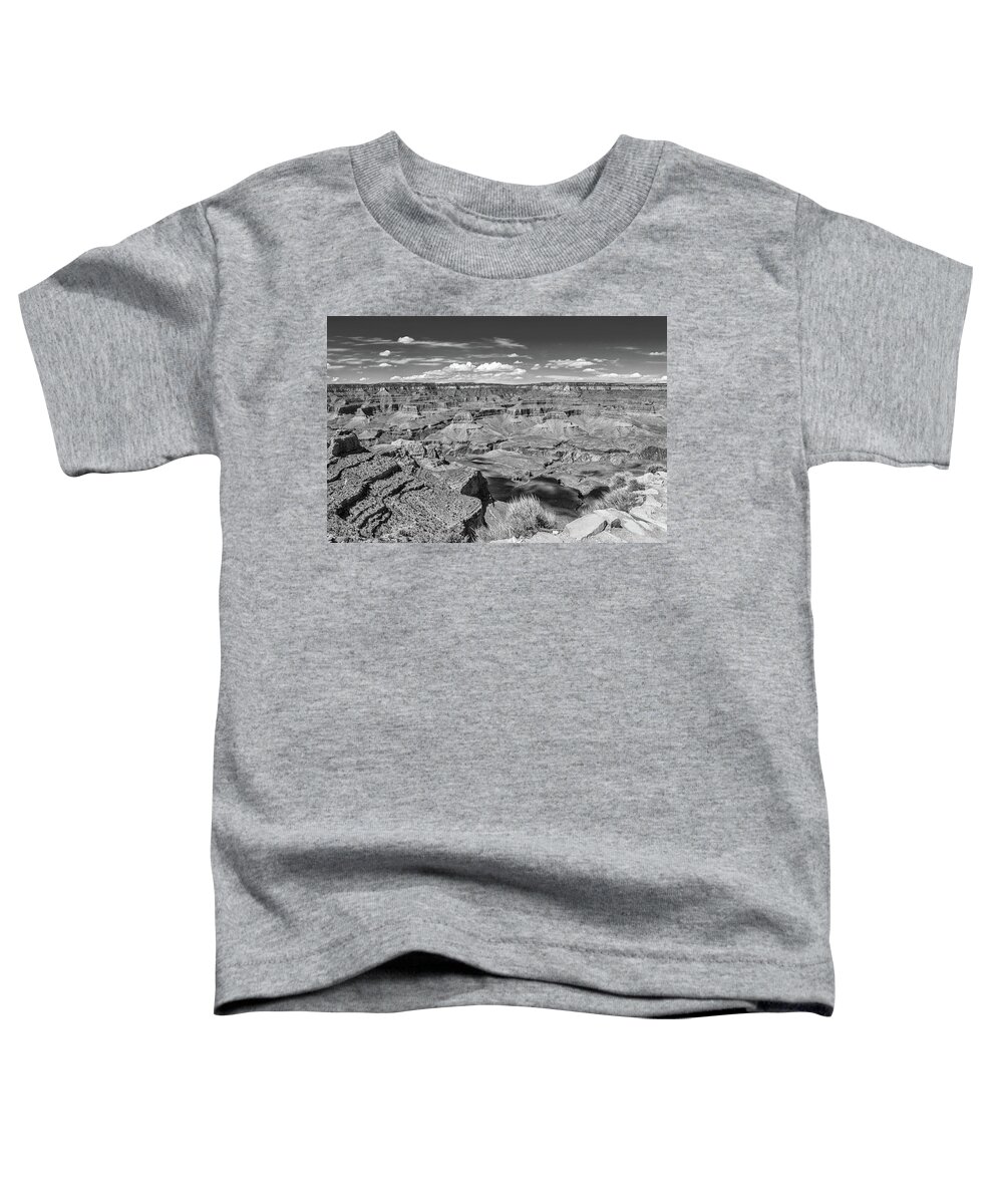 Grand Canyon National Park Toddler T-Shirt featuring the photograph South Kaibab Trail 44 black and white by Marisa Geraghty Photography