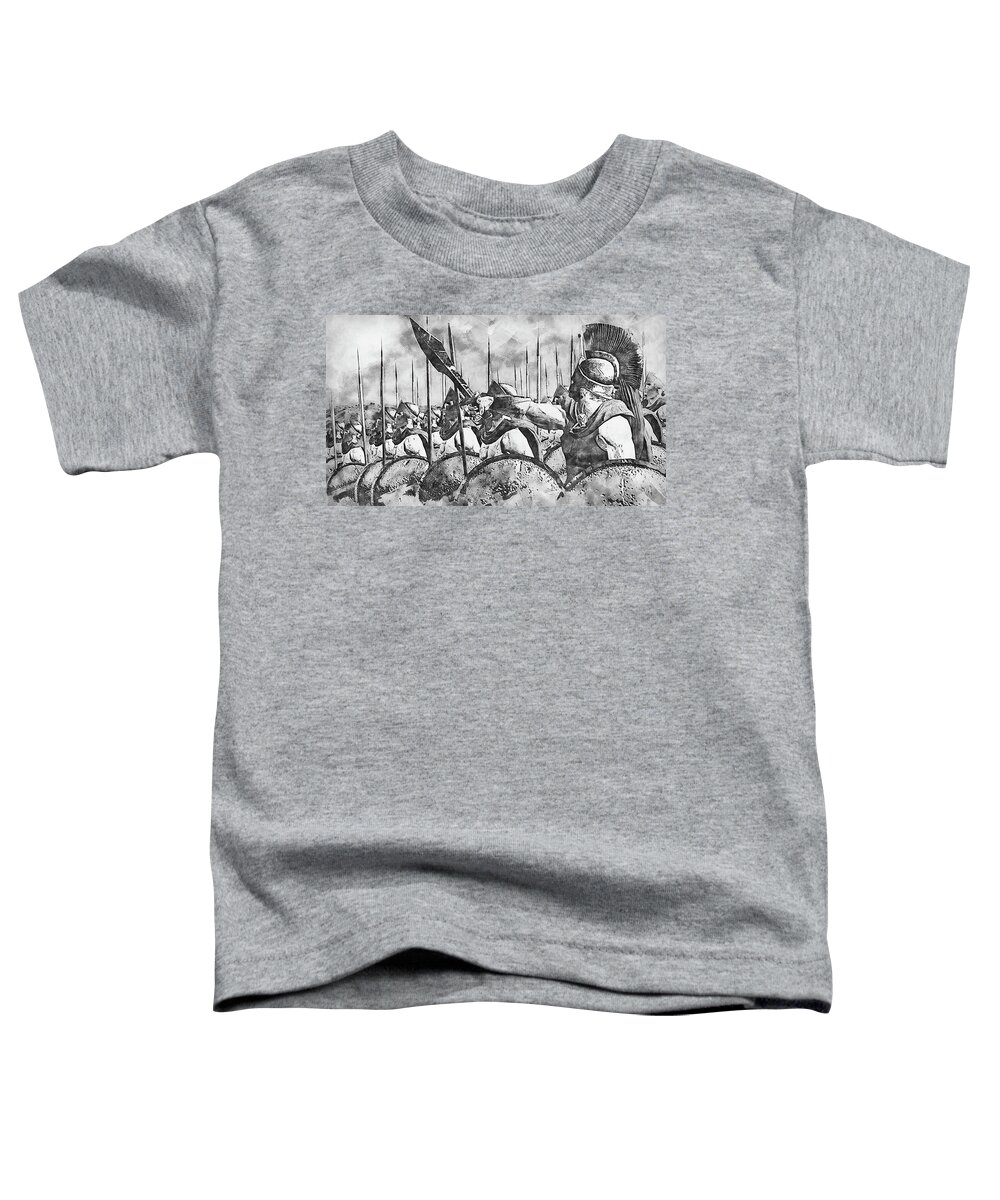 Spartan Warrior Toddler T-Shirt featuring the painting Spartan Army at War - 33 by AM FineArtPrints