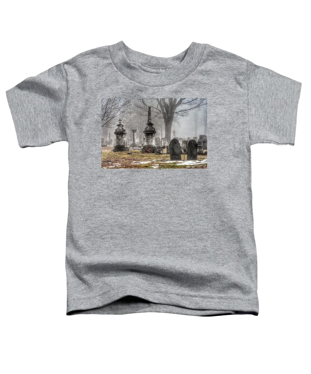 Cemetery Toddler T-Shirt featuring the photograph Spooky day in the cemetery by Monika Salvan