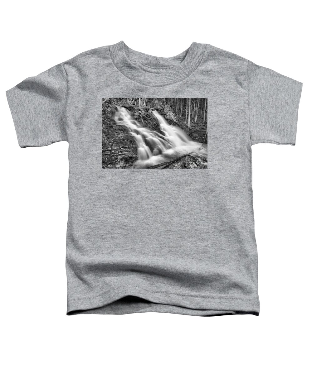 Sarail Falls Toddler T-Shirt featuring the photograph Spring At Sarrail Falls Black And White by Adam Jewell