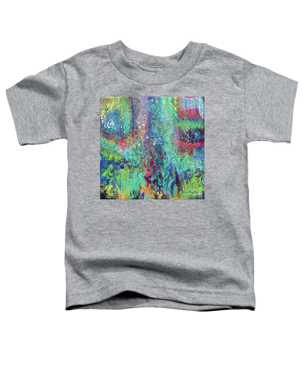 Poured Acrylic Toddler T-Shirt featuring the painting Spring Rush by Lucy Arnold