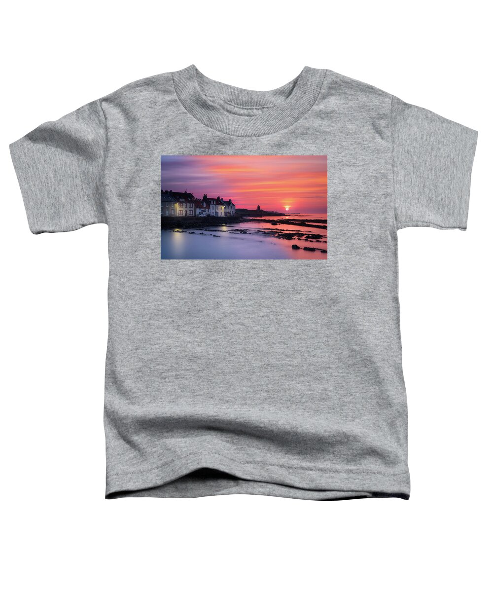 Adam West Toddler T-Shirt featuring the photograph St Monans - Blue To Gold by Adam West
