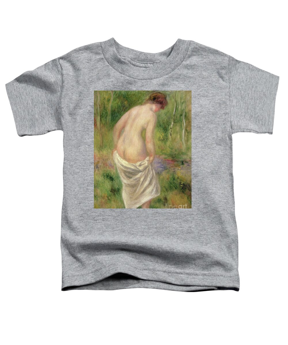 Female Toddler T-Shirt featuring the painting Standing Nude in a Landscape, 1914 by Pierre Auguste Renoir