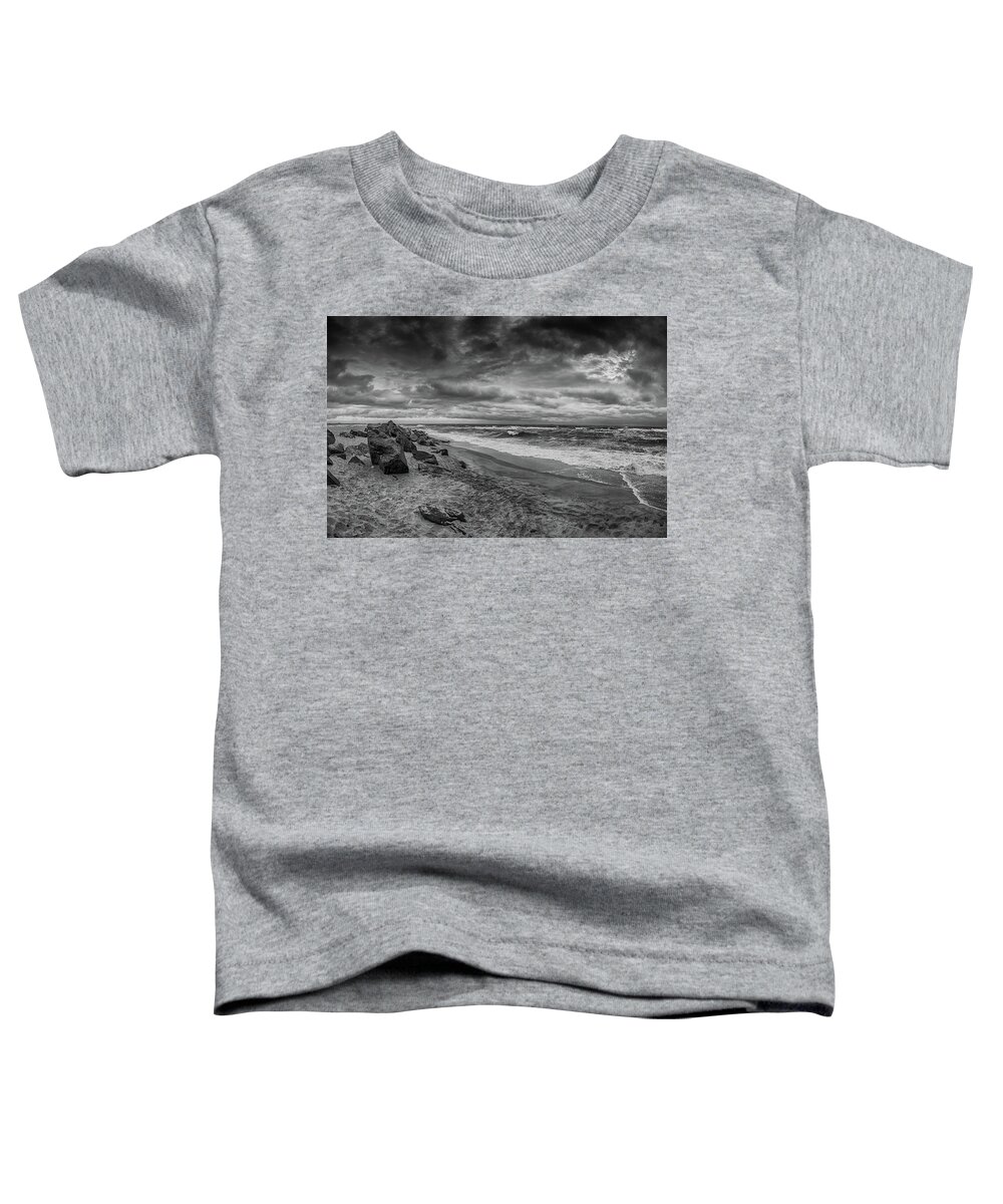 Stormy Toddler T-Shirt featuring the photograph Stormy day at Sandy Hook by Alan Goldberg