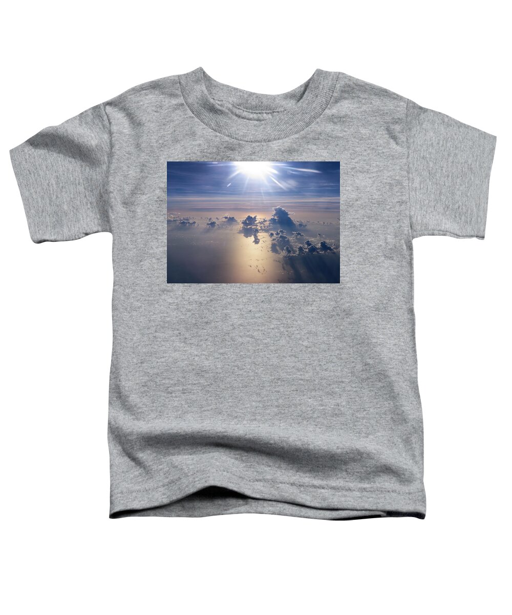 Clouds Toddler T-Shirt featuring the photograph Sunburst over the sea by Eric Hafner