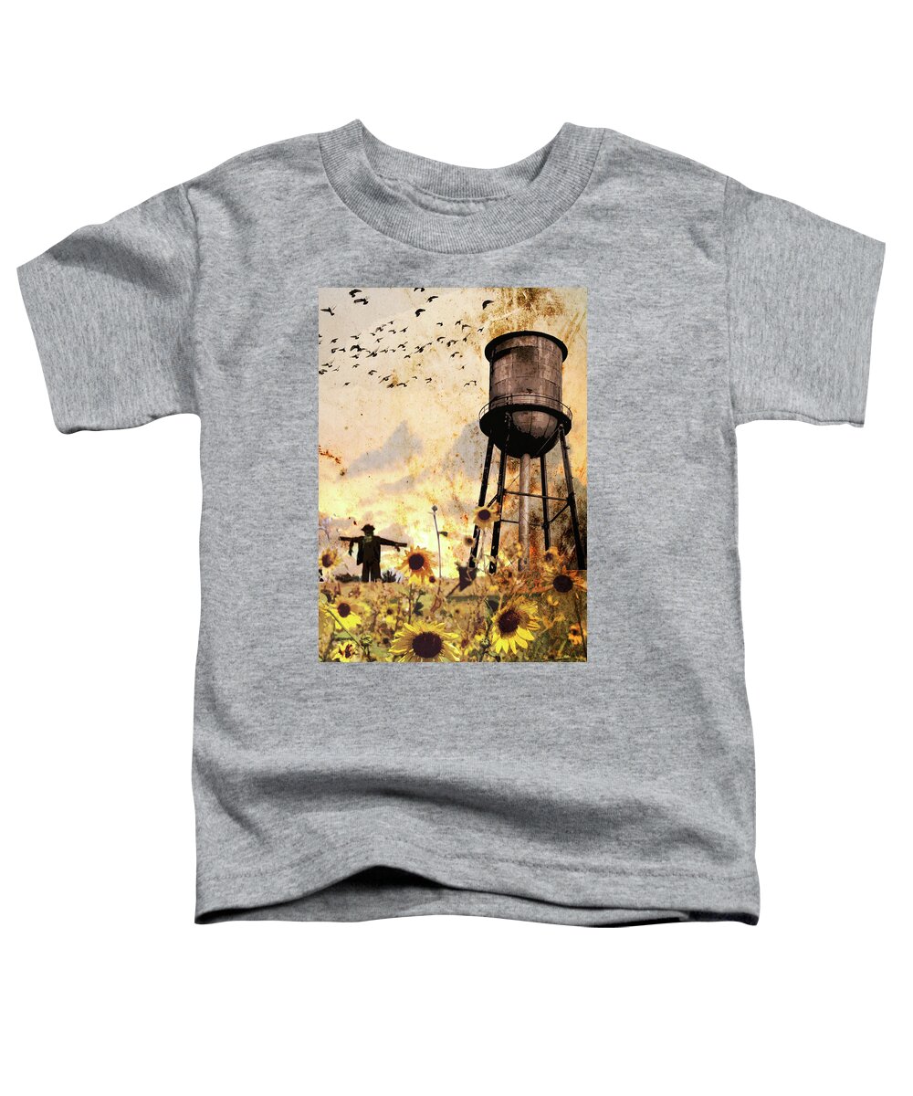 Jason Casteel Toddler T-Shirt featuring the digital art Sunflowers At Dusk by Jason Casteel