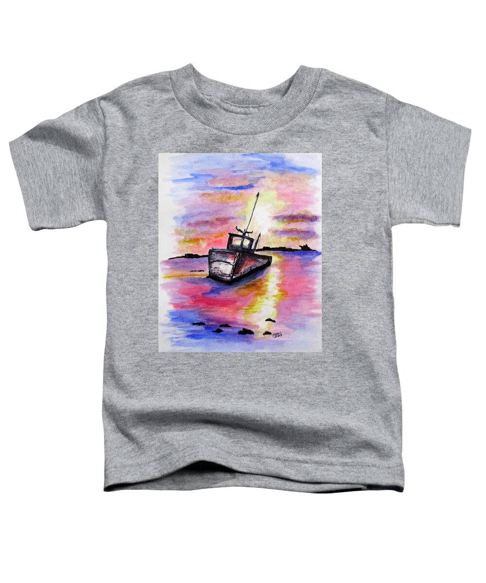 Pink Toddler T-Shirt featuring the painting Sunset Rest by Clyde J Kell