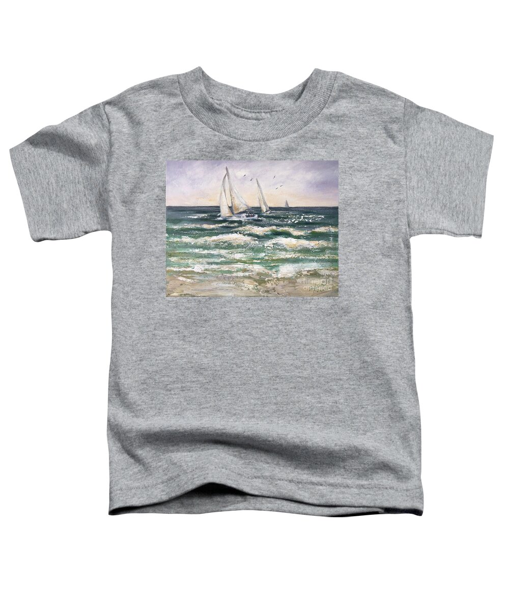 Sailing Toddler T-Shirt featuring the painting Surf and Sail by Deborah Ferree