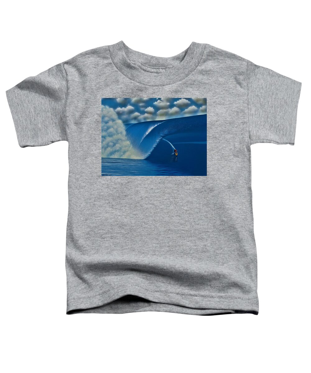 Surfing Toddler T-Shirt featuring the painting Teahupoo Tahiti 2000 by John Kaelin