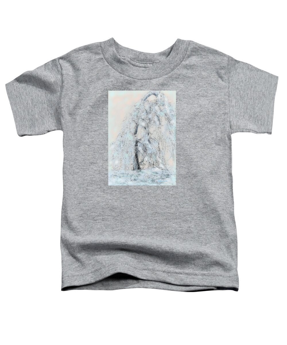 Weeping Cherry Toddler T-Shirt featuring the digital art Take A Bow To Winter by Angela Davies