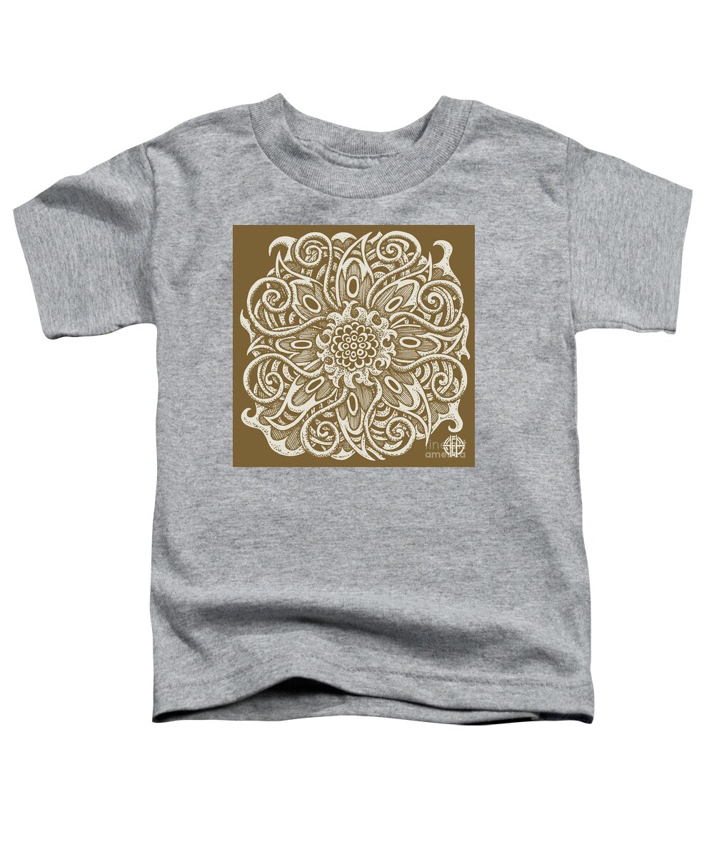 Boho Toddler T-Shirt featuring the drawing Tapestry Square 14 Kona by Amy E Fraser