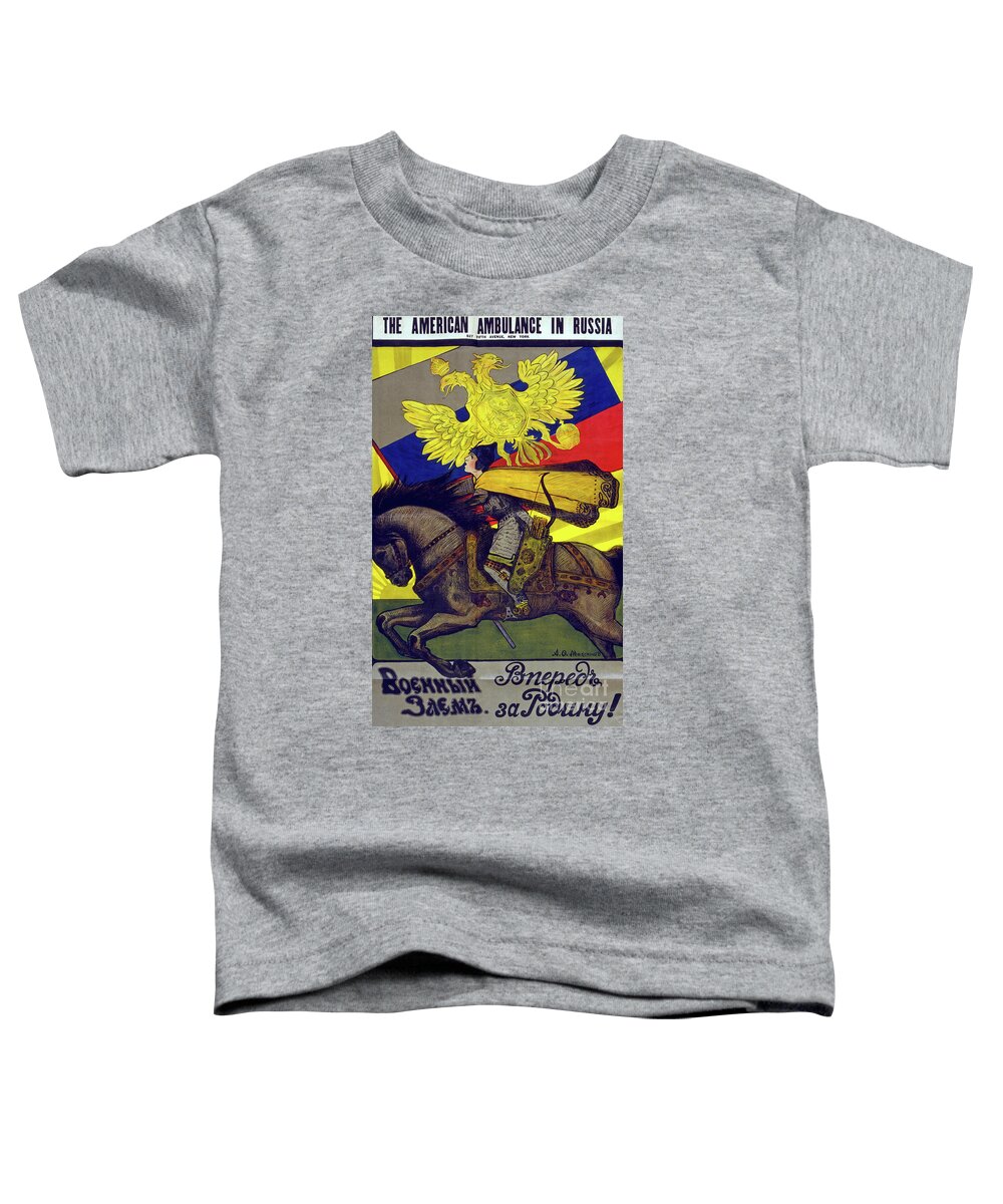 Horse Toddler T-Shirt featuring the drawing The American Ambulance In Russia, C.1917 by A. O. Maksimov