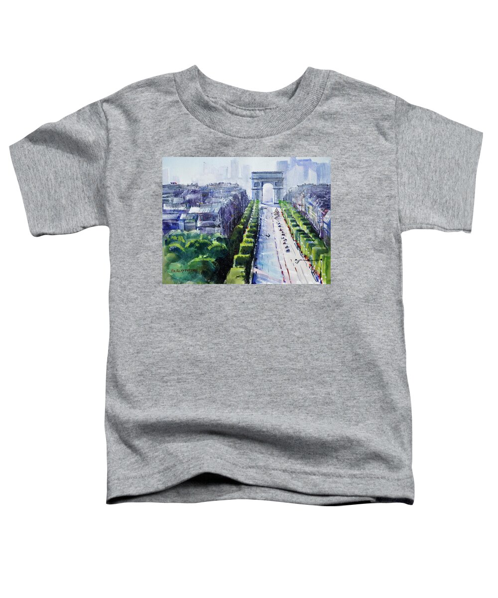 Letour Toddler T-Shirt featuring the painting The Arc de Triumph, in Paris by Shirley Peters