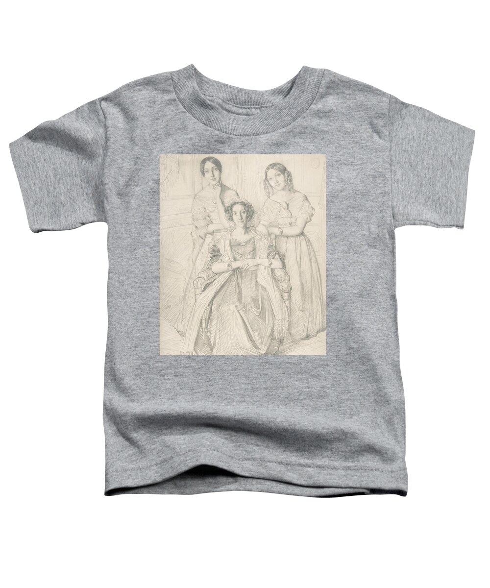19th Century Art Toddler T-Shirt featuring the drawing The Baroness Duperre and Her Daughters by Theodore Chasseriau