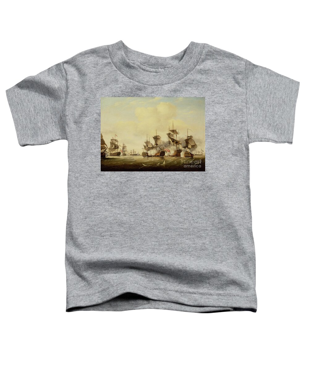 Battle Of Toulon Toddler T-Shirt featuring the painting The Battle Of Toulon, 1780 by Thomas Luny