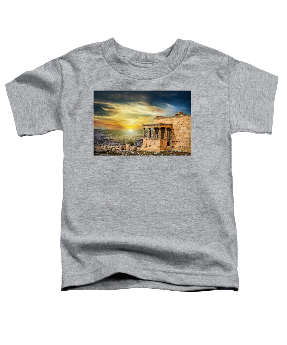 World Heritage Toddler T-Shirt featuring the photograph The Caryatids of Acropolis in Athens, Greece by Stefano Senise
