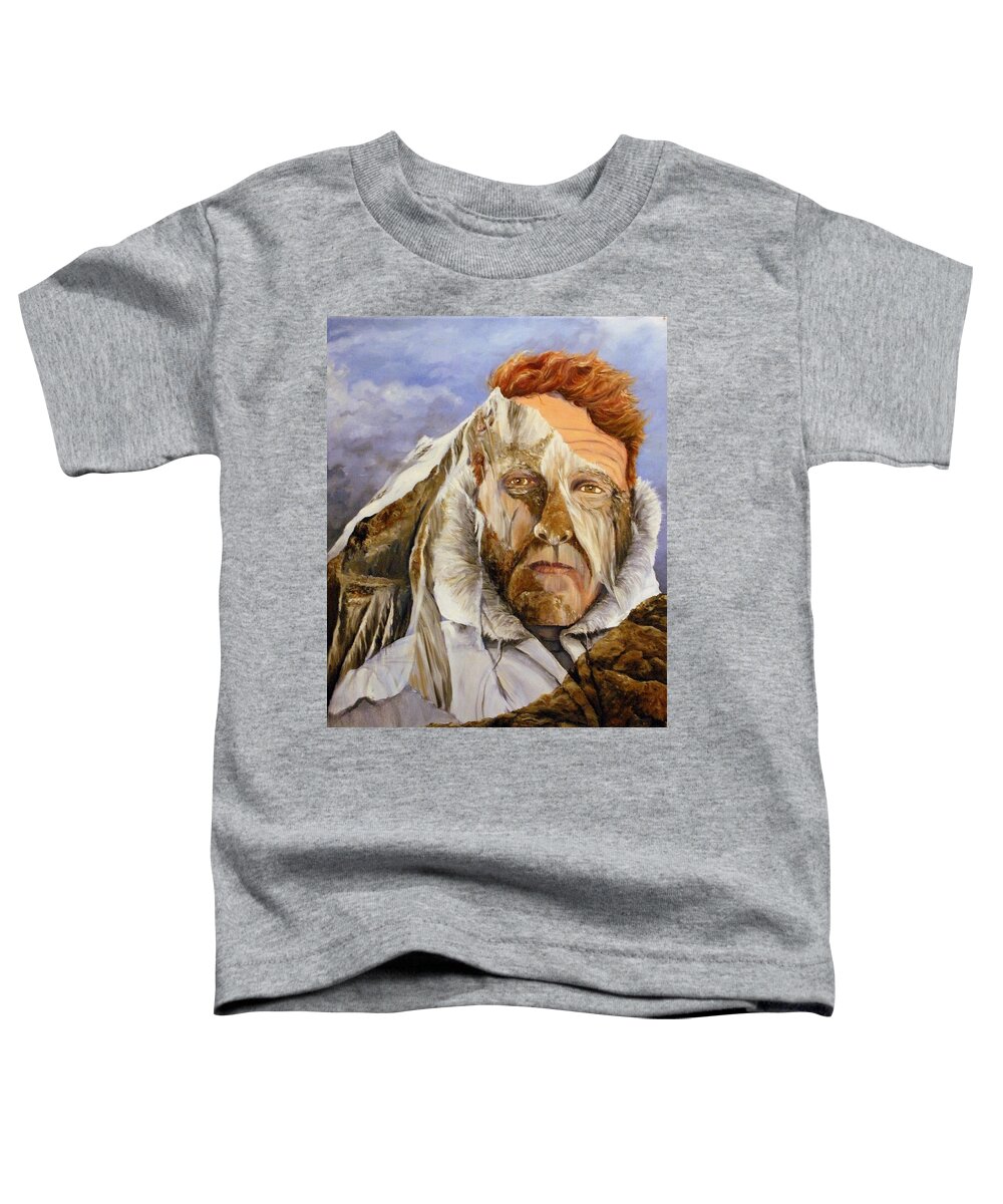 Mountain Toddler T-Shirt featuring the painting The Man and the Mountain by Margaret Zabor