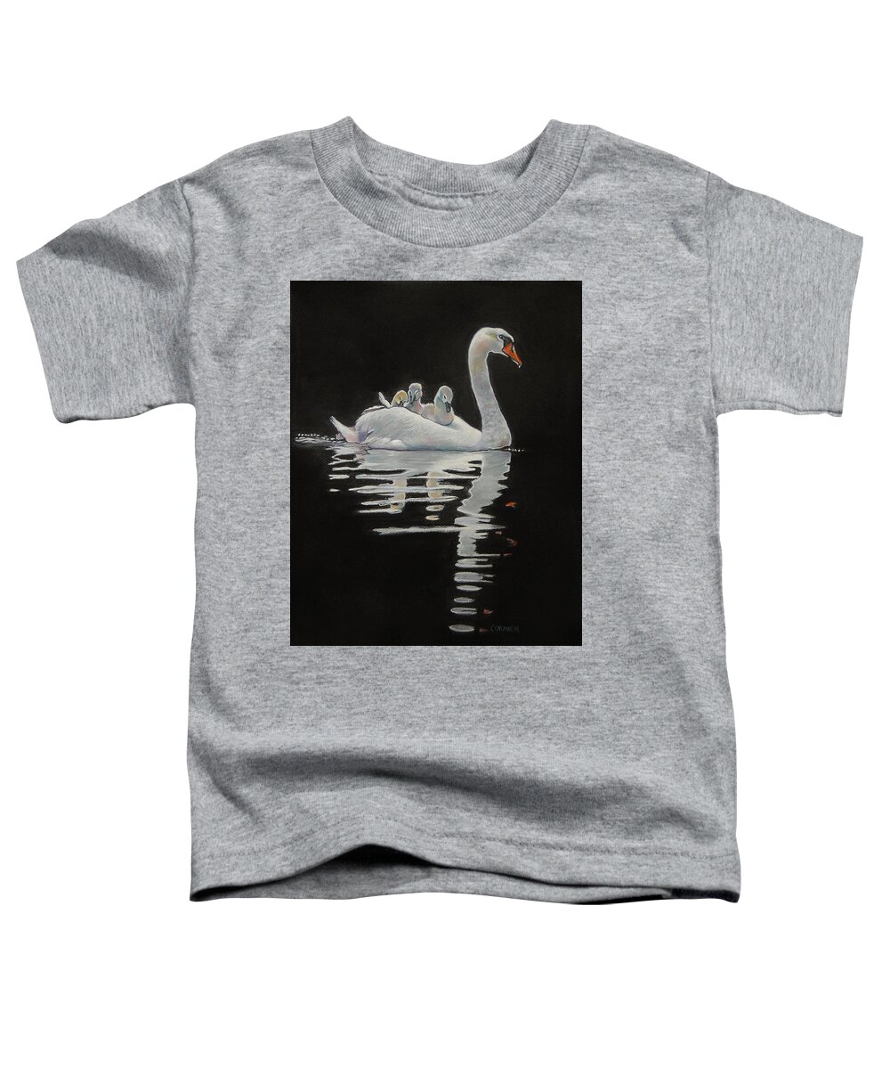 Penne Toddler T-Shirt featuring the drawing The Pen and The Cygnets by Jean Cormier