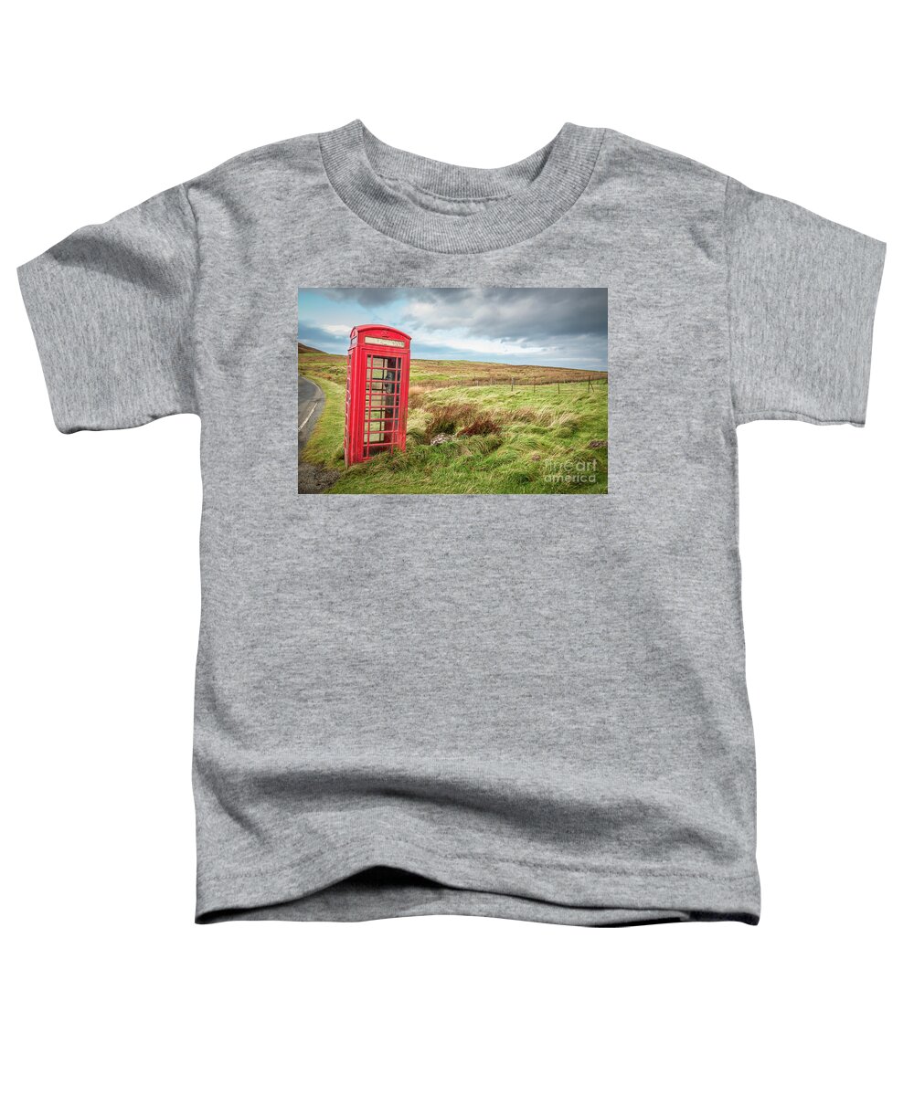 The Telephone On Skye Toddler T-Shirt featuring the photograph The Red Telephone Box on Skye by Elizabeth Dow