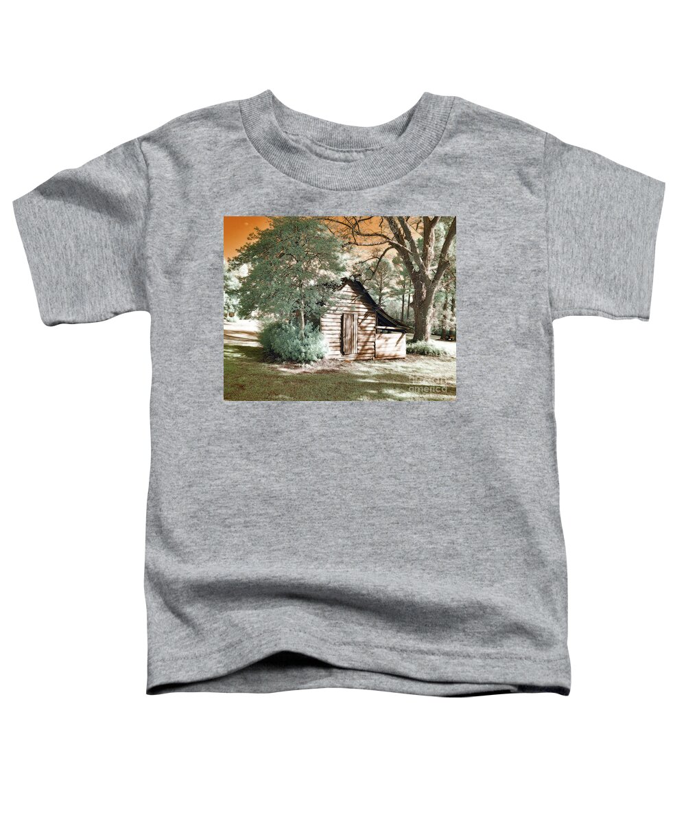 Infrared Toddler T-Shirt featuring the photograph The Tool Shed by Stephanie Petter Garrett