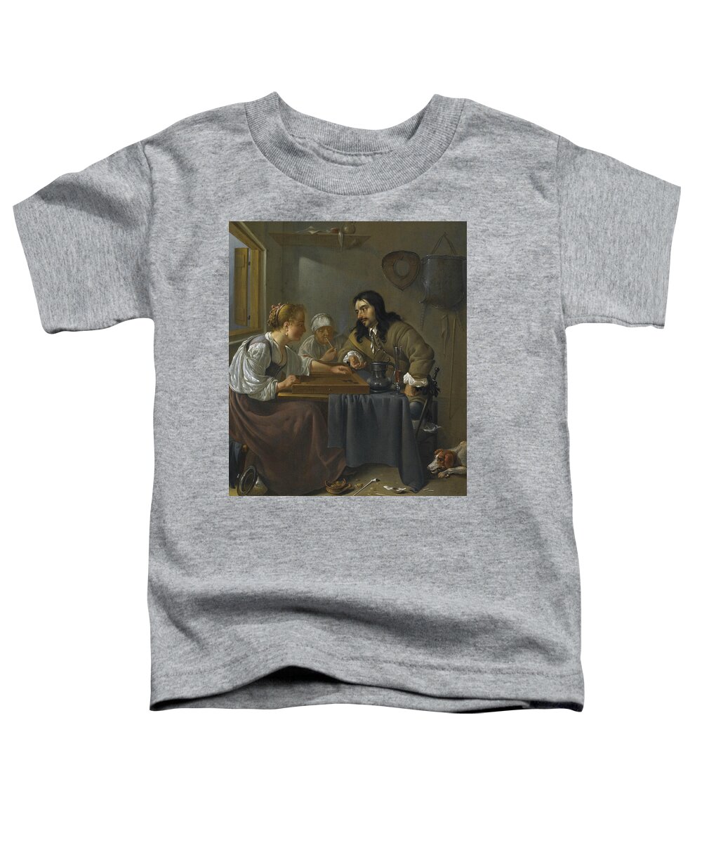 17th Century Art Toddler T-Shirt featuring the painting The Tric-Trac Players by Jacob Duck