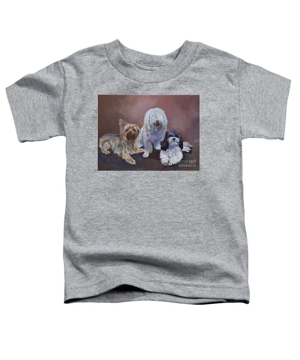 Dogs Toddler T-Shirt featuring the painting Three Amigos by Jan Dappen