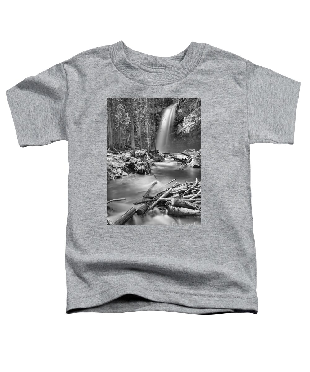 Troll Falls Toddler T-Shirt featuring the photograph Troll Falls Black And White by Adam Jewell