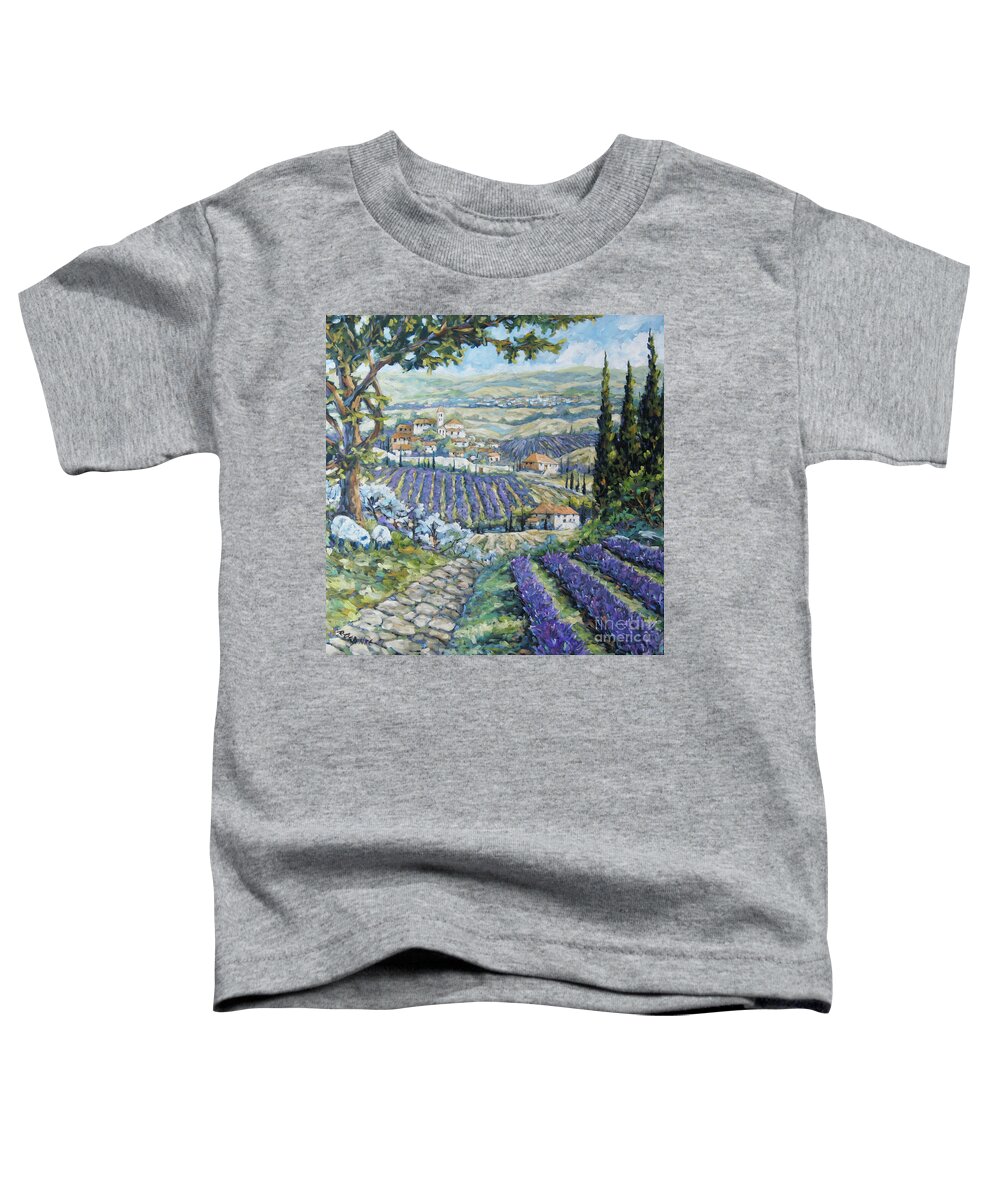 Lavender30x30x1.5 Toddler T-Shirt featuring the painting Tuscan Lavender Valleys by Prankearts by Richard T Pranke