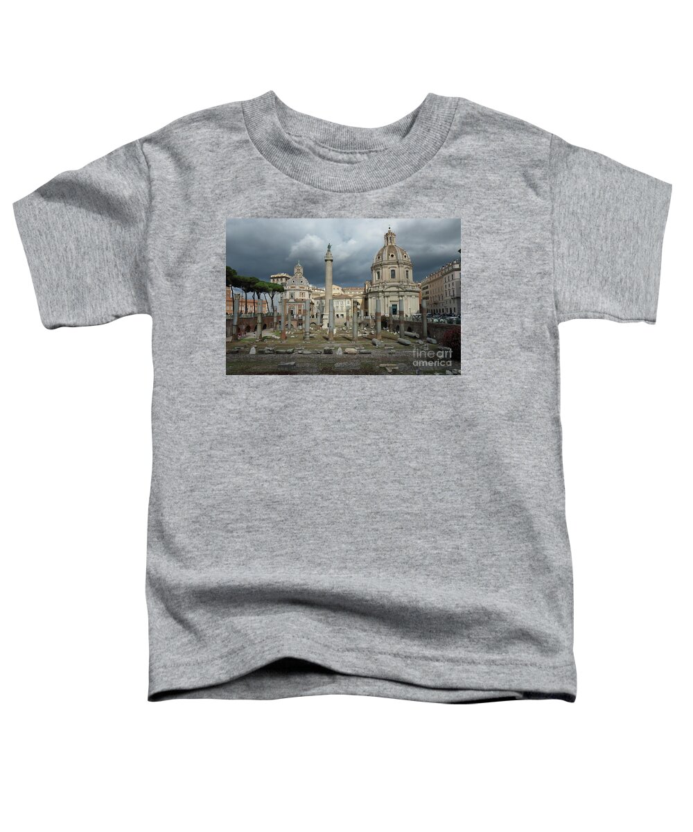 Church Chiesa Santissimo-nome-dmaria-al-forno-traiano Santa-marie-di-loreto Trajan's-column Form Rome Travel Articture Roma Italy Roman Photography Ancient-rome Sky Buildings Toddler T-Shirt featuring the photograph Twin domes by Peter Skelton