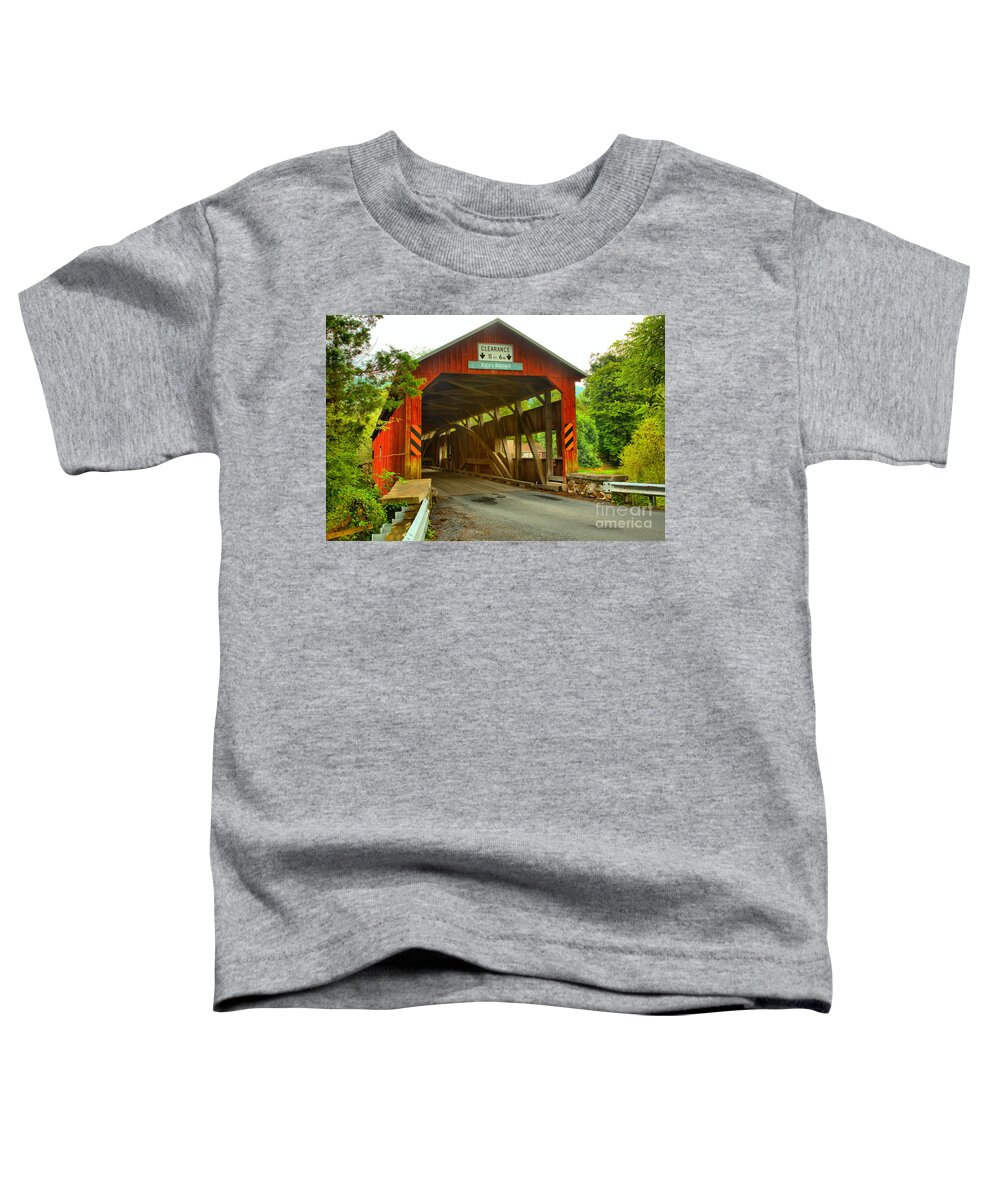 Rice's Covered Bridge Toddler T-Shirt featuring the photograph Tyrone Township Covered Bridge by Adam Jewell