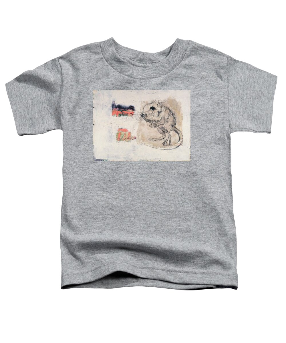 Mouse Toddler T-Shirt featuring the painting Uninvited Houseguest by Janet Zoya