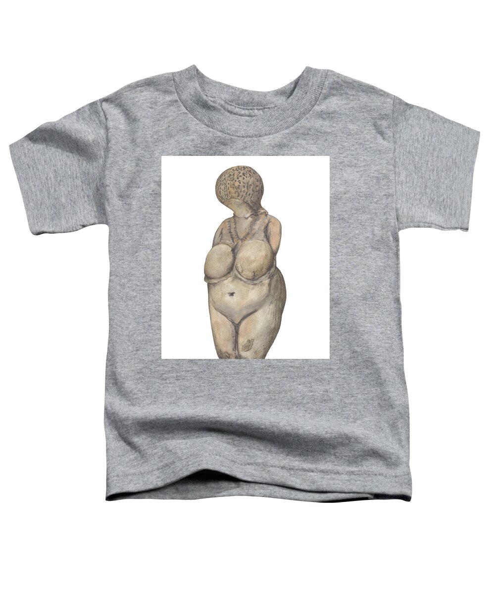 Venus Toddler T-Shirt featuring the drawing Venus of Kostenski by Nikita Coulombe