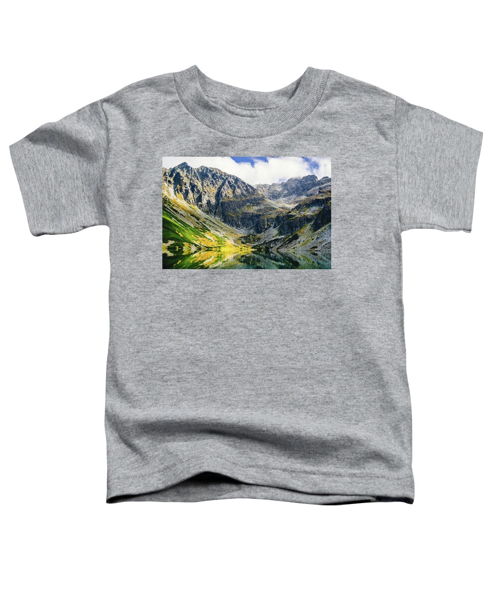 Czarny Staw Gasienicowy Toddler T-Shirt featuring the photograph Vibrant Mountain Lake by Pati Photography