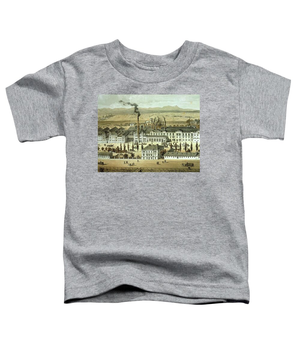 19th Century Toddler T-Shirt featuring the painting View of brewery Brauhaus Liesing near Vienna engraving, XIX century. by Album