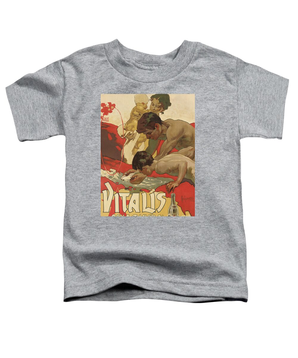 Vitalis Toddler T-Shirt featuring the painting Vintage poster for the mineral water Vitalis, 1895 by Adolfo Hohenstein