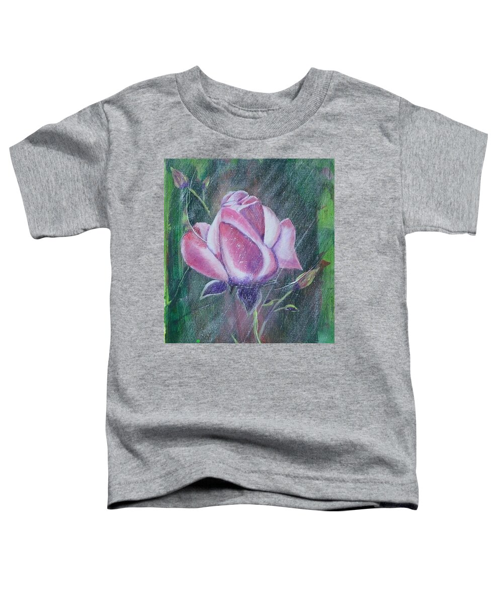 Floral Toddler T-Shirt featuring the painting Vintage Rose by Evi Green