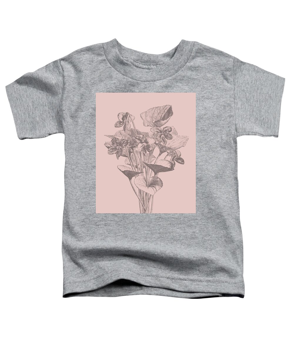 Flower Toddler T-Shirt featuring the mixed media Viola Cucullate Blush Pink Flower by Naxart Studio