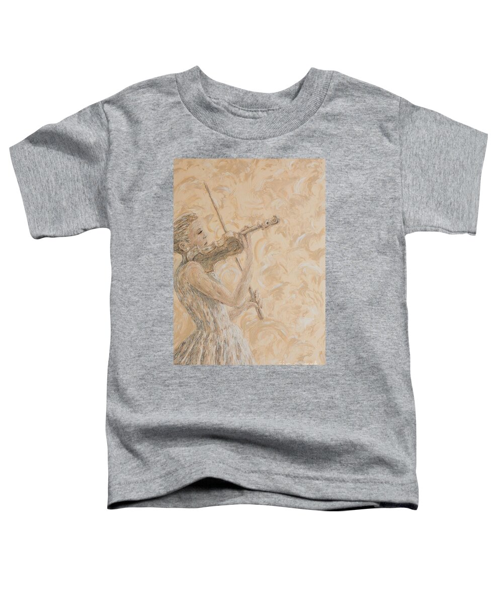 Violin Toddler T-Shirt featuring the painting Virtuoso in the Making by Linda Donlin
