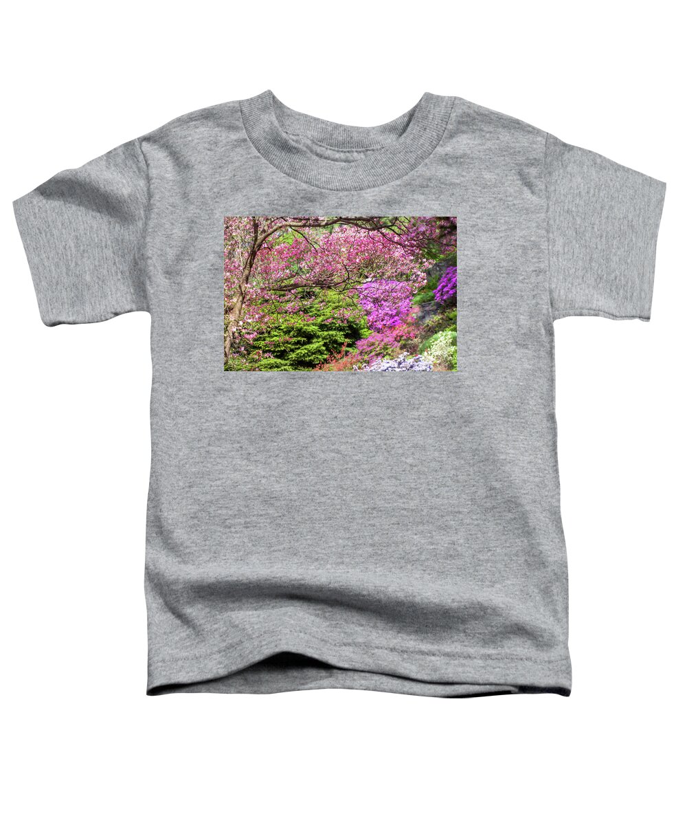 Jenny Rainbow Fine Art Photography Toddler T-Shirt featuring the photograph Walk in Spring Eden. Pink Branch by Jenny Rainbow