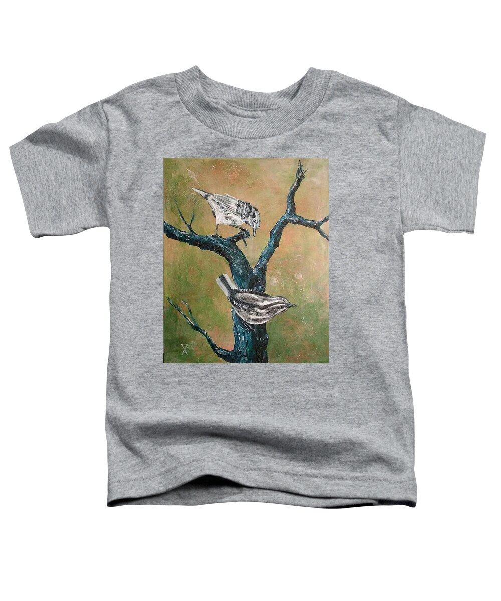 Warblers Toddler T-Shirt featuring the painting Warblers by Violet Jaffe