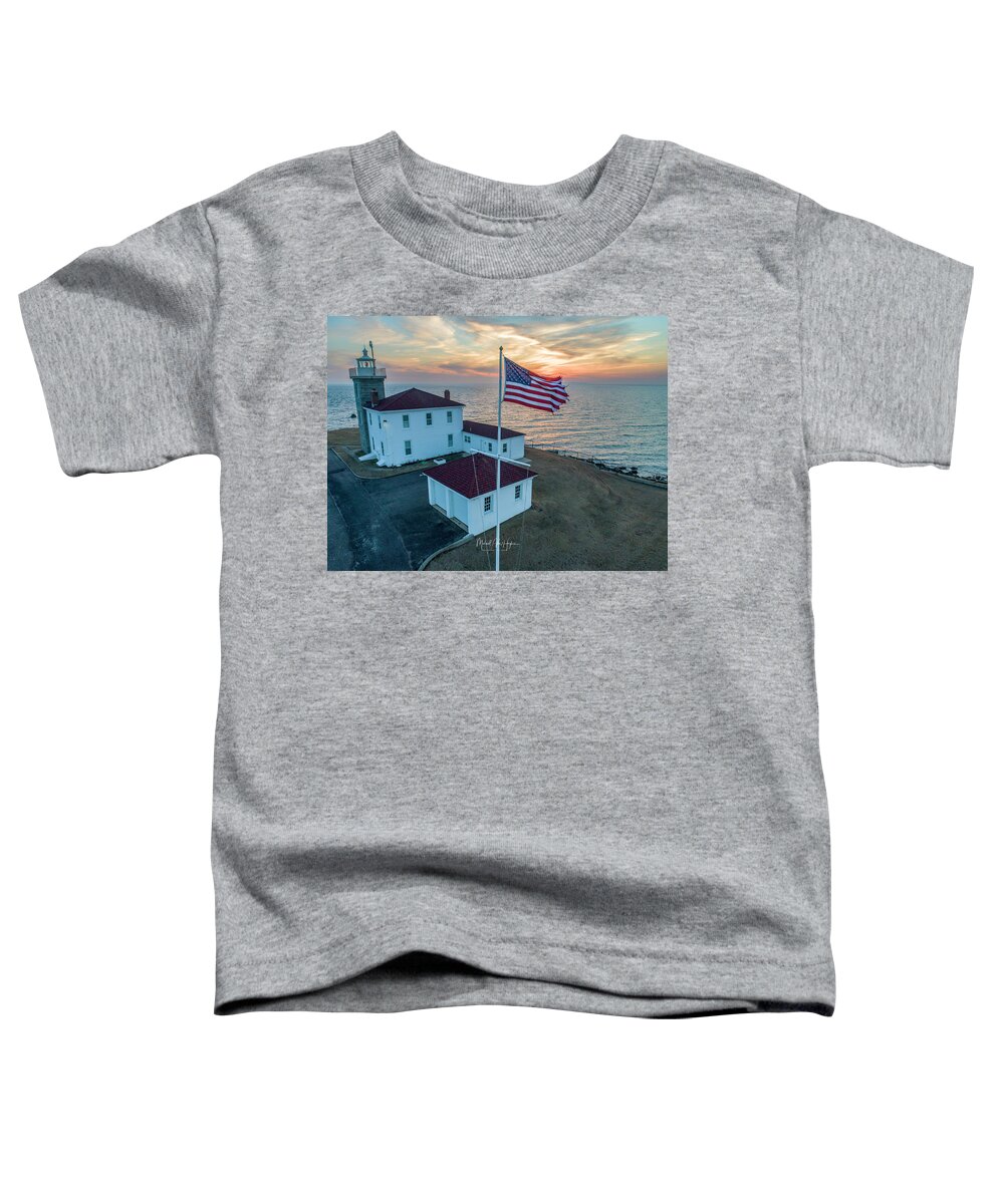 Lighthouse Toddler T-Shirt featuring the photograph Watch Hill Lighthouse #1 by Veterans Aerial Media LLC