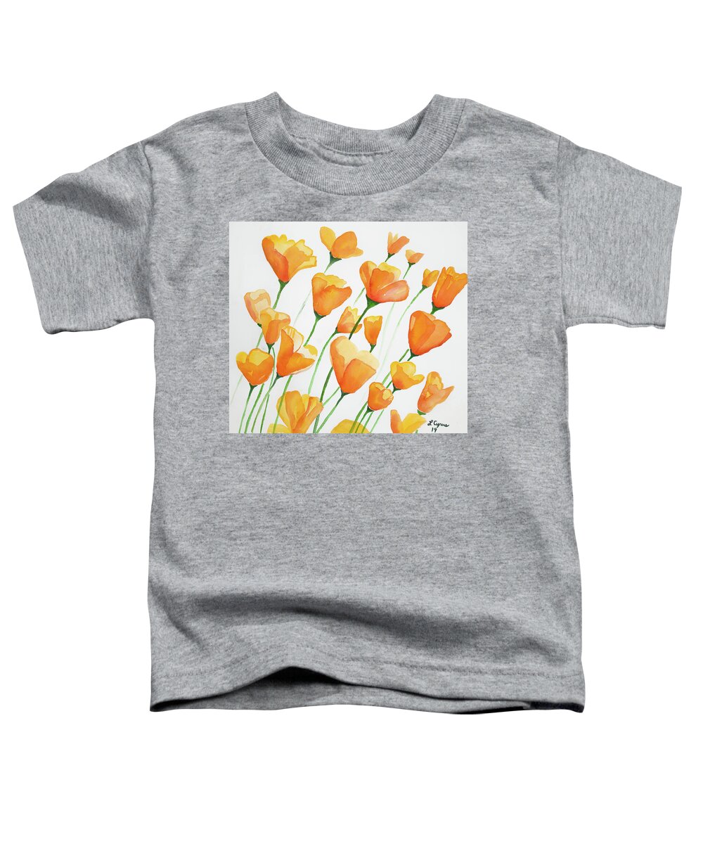 Poppy Toddler T-Shirt featuring the painting Watercolor - California Poppies by Cascade Colors
