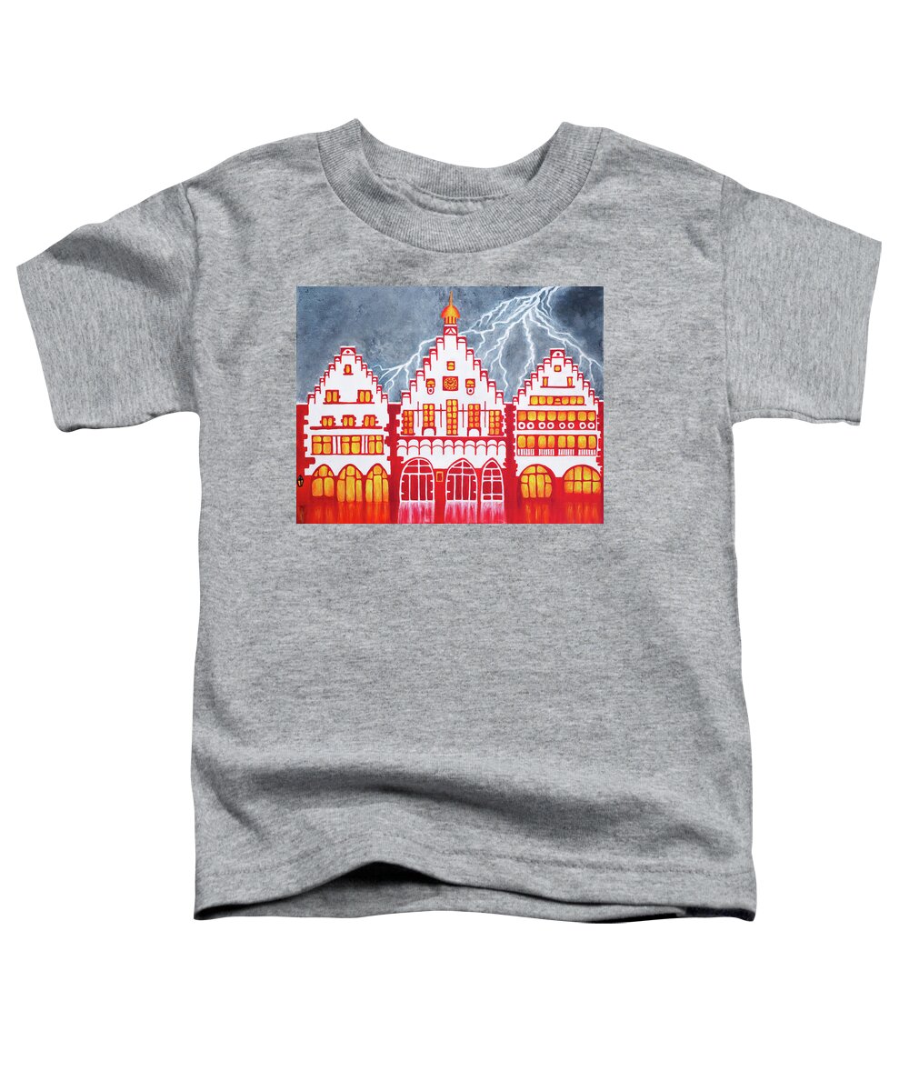 Frankfurt Toddler T-Shirt featuring the painting When Thunder Reigns by Iryna Goodall