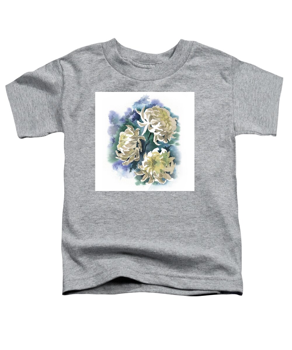 Russian Artists New Wave Toddler T-Shirt featuring the painting White Chrysanthemum Flowers by Ina Petrashkevich