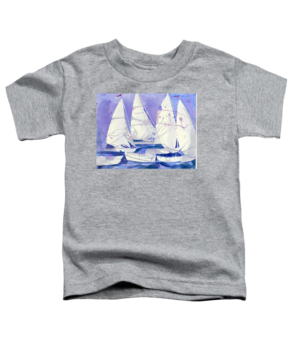 Sailboats Toddler T-Shirt featuring the painting White Sails by Midge Pippel