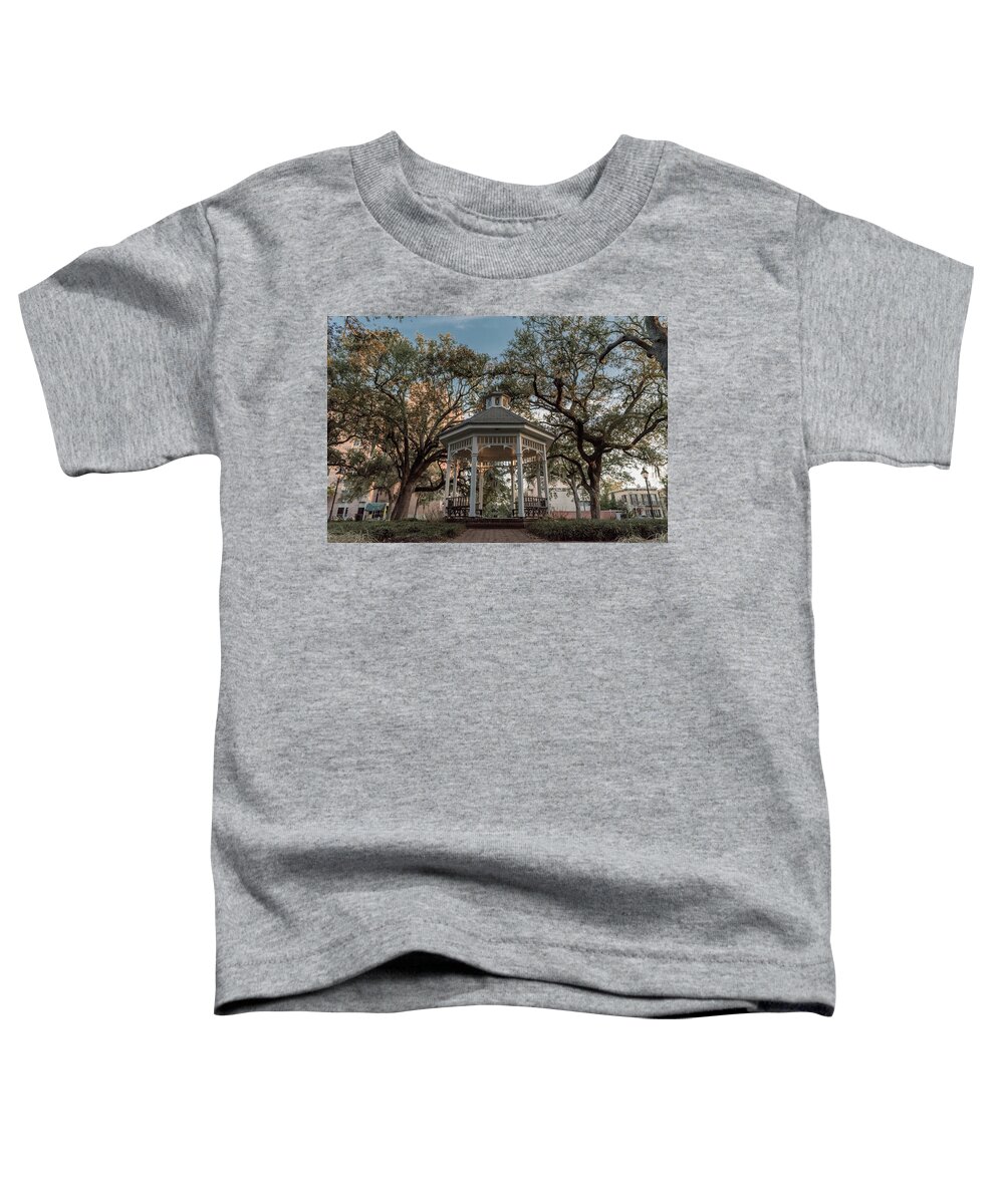 Whitefield Square Gazebo Toddler T-Shirt featuring the photograph Whitefield Square Gazebo in Savannah GA by Doug Ash