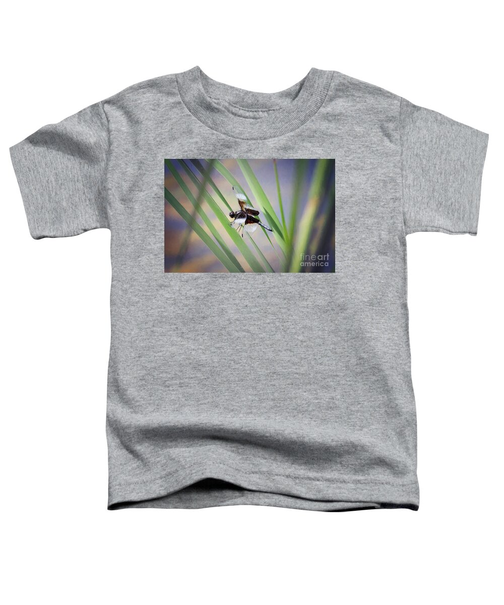 Nature Toddler T-Shirt featuring the photograph Widow Skimmer Among The Reeds by Sharon McConnell