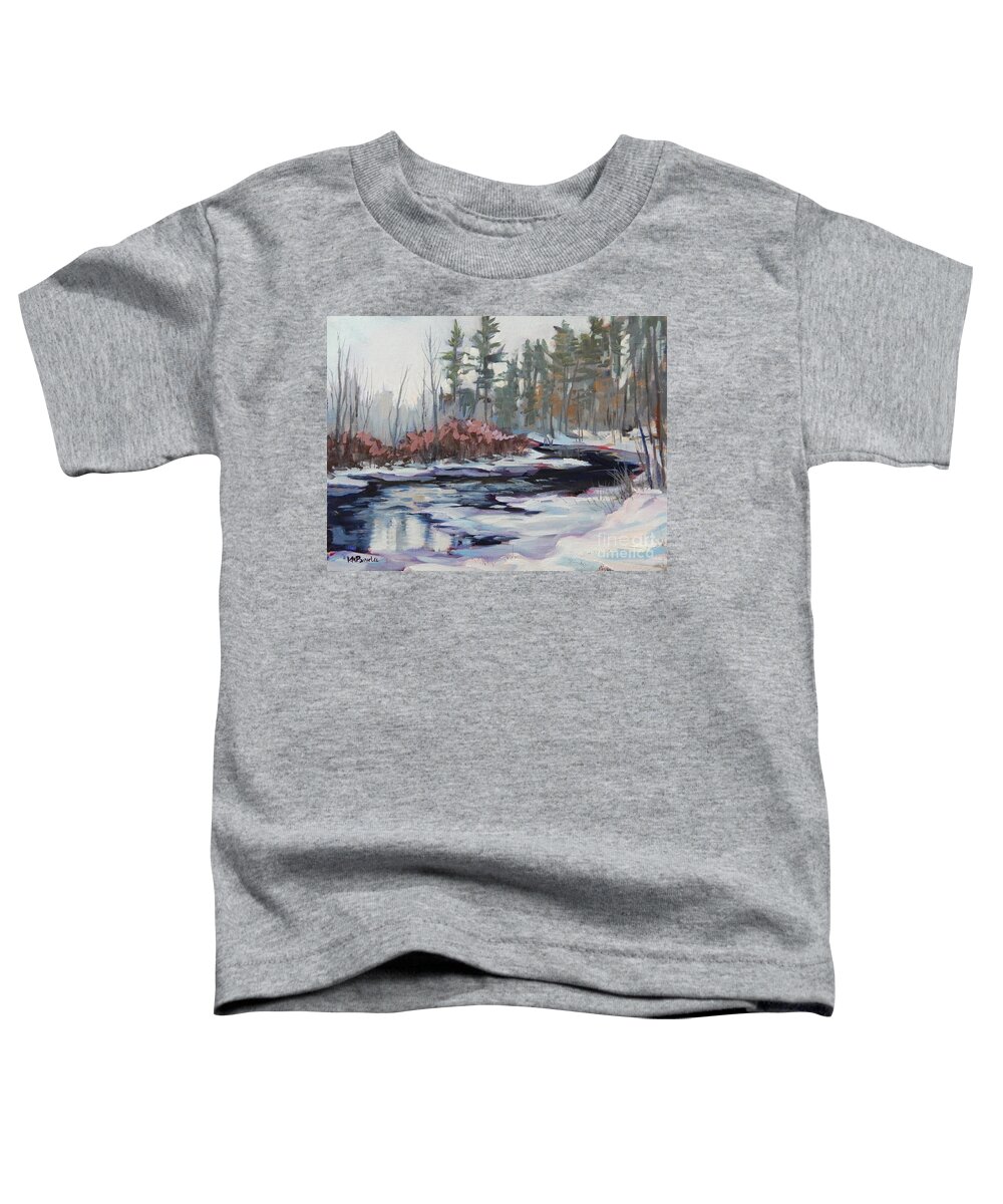 River Toddler T-Shirt featuring the painting Winter Curve by K M Pawelec