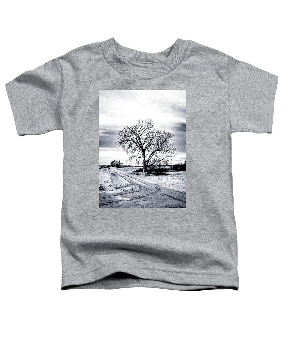 North Dakota Toddler T-Shirt featuring the photograph Winter Prairie Road by Steve Lucas