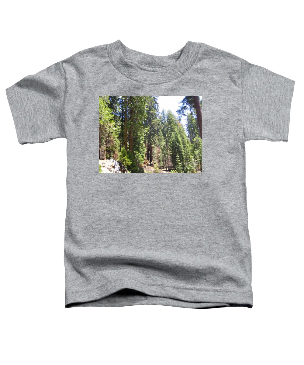 Yosemite Toddler T-Shirt featuring the photograph Yosemite National Park Mariposa Grove Tall Twin Trees by John Shiron